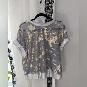 Anthropologie Pilcro Stylish Silver, Gray and Cream Women's Sheer top